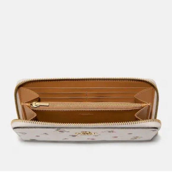 Coach Accordion Zip Wallet With Floral Print Brass/Chalk Multi - Picture 15 of 16